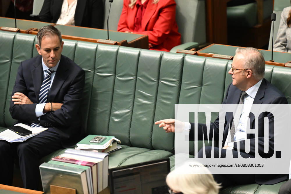 JIM CHALMERS TAX REFORM BILL, Australian Treasurer Jim Chalmers and Australian Prime Minister Anthony Albanese react during debate of the Tax Reform Bill 2026 in the House of Representatives at Parliament House in Canberra, Thursday, June 4, 2026. ( NO ARCHIVING CANBERRA AUSTRALIAN CAPITAL TERRITORY AUSTRALIA
