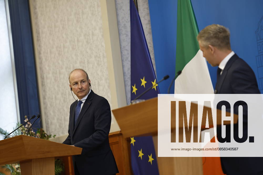 Peter Magyar - Micheal Martin meeting in Budapest BUDAPEST, HUNGARY - JUNE 04: Hungary s Prime Minister Peter Magyar (R) and Ireland s Prime Minister Micheal Martin (L) hold a joint press conference at the foreign ministry in Budapest, Hungary, on June 4, 2026. Arpad Kurucz Anadolu Budapest Hungary. Editorial use only. Please get in touch for any other usage.