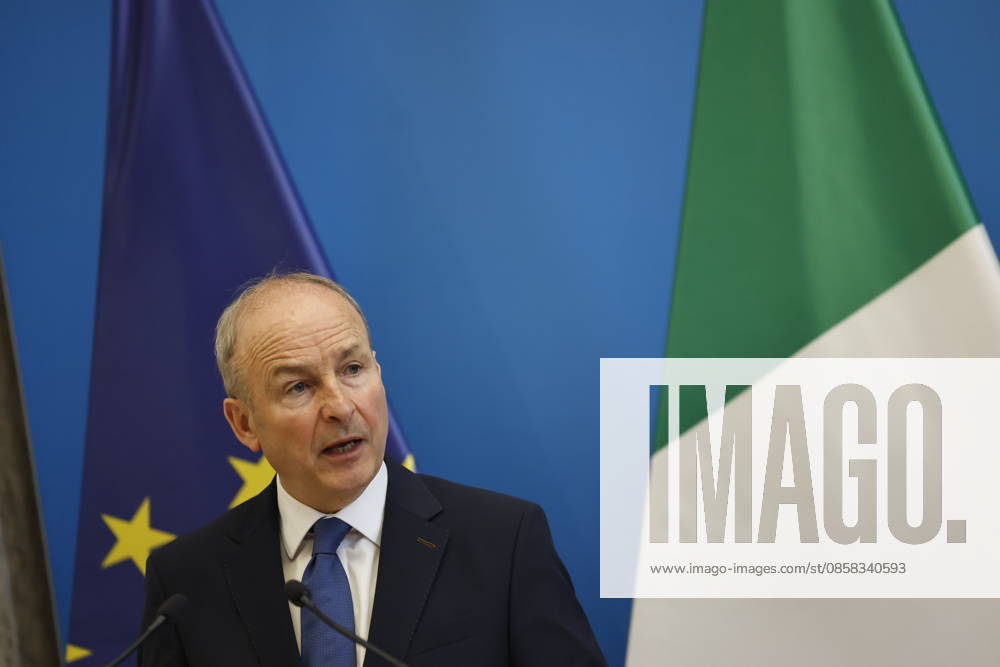 Peter Magyar - Micheal Martin meeting in Budapest BUDAPEST, HUNGARY - JUNE 04: Ireland s Prime Minister Micheal Martin and Hungary s Prime Minister Peter Magyar (not seen) hold a joint press conference at the foreign ministry in Budapest, Hungary, on June 4, 2026. Arpad Kurucz Anadolu Budapest Hungary. Editorial use only. Please get in touch for any other usage.
