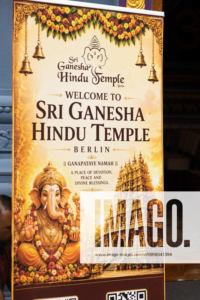 Der Sri Ganesha Hindu-Tempel in Berlin-Neukoelln (Foto vom 04.06.2026). Mehr als 20 Jahre nach den ersten Planungen wird jetzt in Berlin ein Hindu-Tempel eroeffnet. Dazu sind vom 3. bis 7. Juni mehrere Rituale geplant. Die festliche Einweihung des Tempels an der Hasenheide ist fuer Sonntag den 7. Juni geplant. Der Sri Ganesha Hindu Temple ist nach dem elefantenkoepfigen Hindu-Gott Ganesha benannt. Die Fassade des sogenannten Koenigsturms zieren 219 bunte Skulpturen. Hinter dem sechs Meter hohe Eingangsportal schliesst sich die Tempelhalle an. Darin befinden sich der Hauptaltar fuer Sri Ganesha sowie mehrere Nebenaltaere unter anderem fuer Shiva, Vishnu und Durga, jeweils bewacht von imposanten Waechterfiguren. Die Tempelhalle ziert ein se
