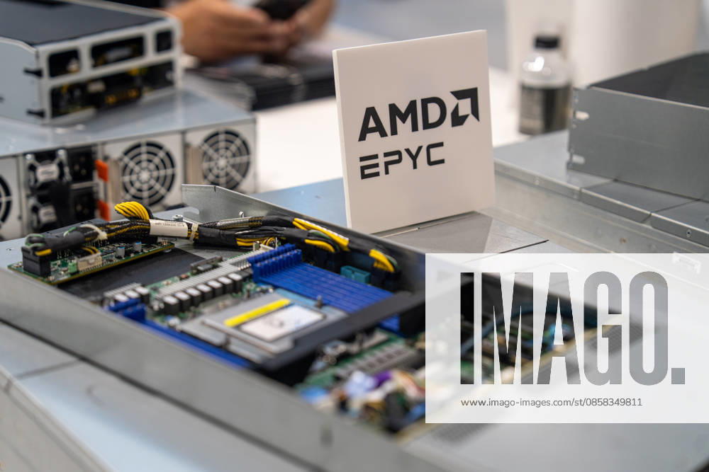 TAIWAN-COMPUTEX A Server rack next to an AMD logo at Computex 2026 in Taipei, Taiwan, June 4, 2026. NEXPHER Vernon Yuen TAIPEI