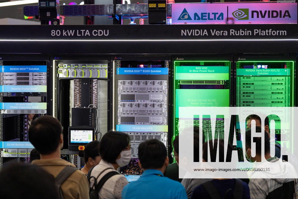 TAIWAN-COMPUTEX People looking at a NVIDIA Vera Rubin Platform Server Rack at Computex 2026 in Taipei, Taiwan, June 4, 2026. NEXPHER Vernon Yuen TAIPEI