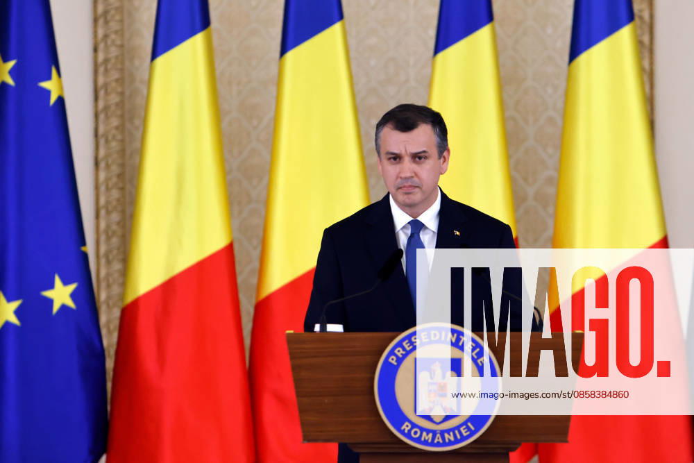 (260604) -- BUCHAREST, June 4, 2026 -- Romania s prime minister-designate Eugen Tomac delivers a speech after being nominated by President Nicusor Dan at Cotroceni palace in Bucharest, Romania, on June 4, 2026. Romanian President Nicusor Dan on Thursday nominated his adviser Eugen Tomac as prime minister-designate. (Photo by Xinhua) ROMANIA-BUCHAREST-PM-DESIGNATE CristianxCristel