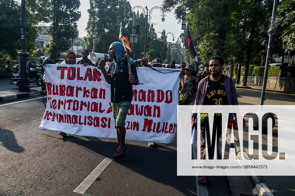 Papuan student activists protested during World Environment Day celebrations in Bandung, Indonesia. They opposed the National Strategic Project (PSN) and geothermal project in the Gede Pangrango area of ‹â€¹West Java, as well as the seizure of indigenous land, criminalization, and militarism in Papua. They also called for a free Palestine and an end to Israeli oppression. Bandung Indonesia - ZUMAr272 20260605_zip_r272_009