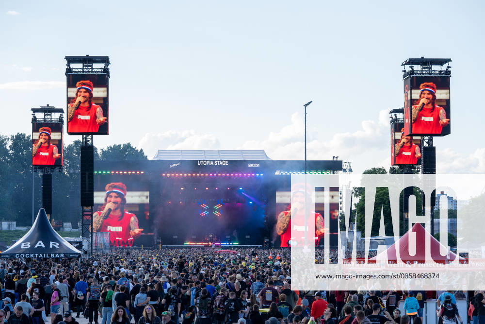 The German metalcore and trancecore band Electric Callboy will be bringing ecstasy to the audience with a high-energy show on the Utopia Stage main stage at Rock im Park 2026 Nuremberg Zeppelinfeld Bavaria Germany