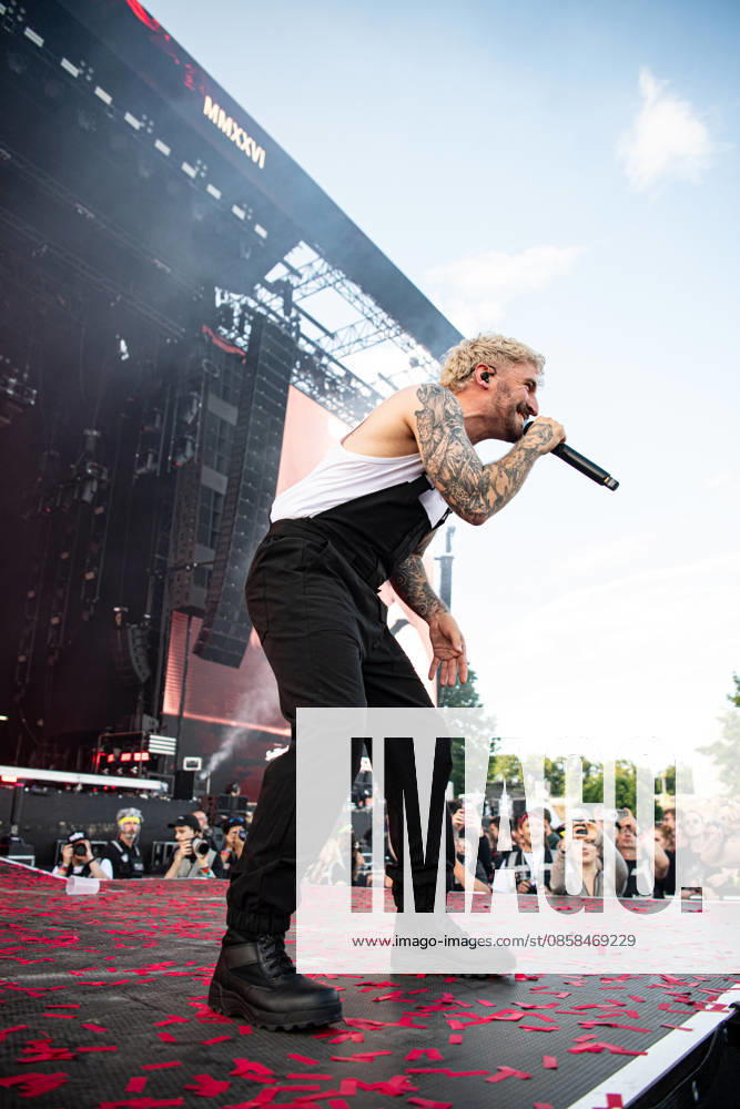 Singer Nico Sallach from the German metalcore and trancecore band Electric Callboy will bring ecstasy to the audience with a high-energy show on the Utopia Stage main stage at Rock im Park 2026 German metalcore and trancecore band Electric Callboy will bring ecstasy to the audience with a high-energy show on th