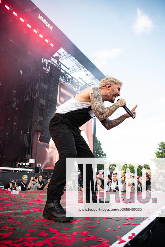 Singer Nico Sallach from the German metalcore and trancecore band Electric Callboy will bring ecstasy to the audience with a high-energy show on the Utopia Stage main stage at Rock im Park 2026 German metalcore and trancecore band Electric Callboy will bring ecstasy to the audience with a high-energy show on th