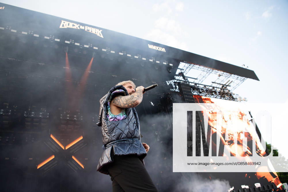 Singer Nico Sallach from the German metalcore and trancecore band Electric Callboy will bring ecstasy to the audience with a high-energy show on the Utopia Stage main stage at Rock im Park 2026 German metalcore and trancecore band Electric Callboy will bring ecstasy to the audience with a high-energy show on th