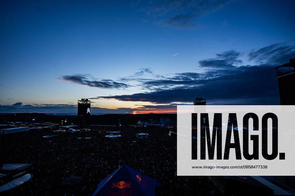 Rock am Ring 2026, 5 6 2026 Festival site at sunset The traditional Rock am Ring festival at the Nürburgring in the Eifel region kicks off the festival season in Germany Rock am Ring will take place this year from 5 to 7 June Around 80 bands and artists will perform on one of the three large stages Nürburg Nürburgring Rhineland-Palatinate Germany