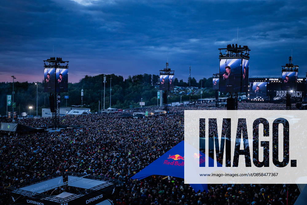 Rock am Ring 2026, 5 6 2026 Festival site shortly before sunset The traditional Rock am Ring festival at the Nürburgring in the Eifel region kicks off the festival season in Germany Rock am Ring will take place this year from 5 to 7 June Around 80 bands and artists will perform on one of the three large stages Nürburg Nürburgring Rhineland-Palatinate Germany