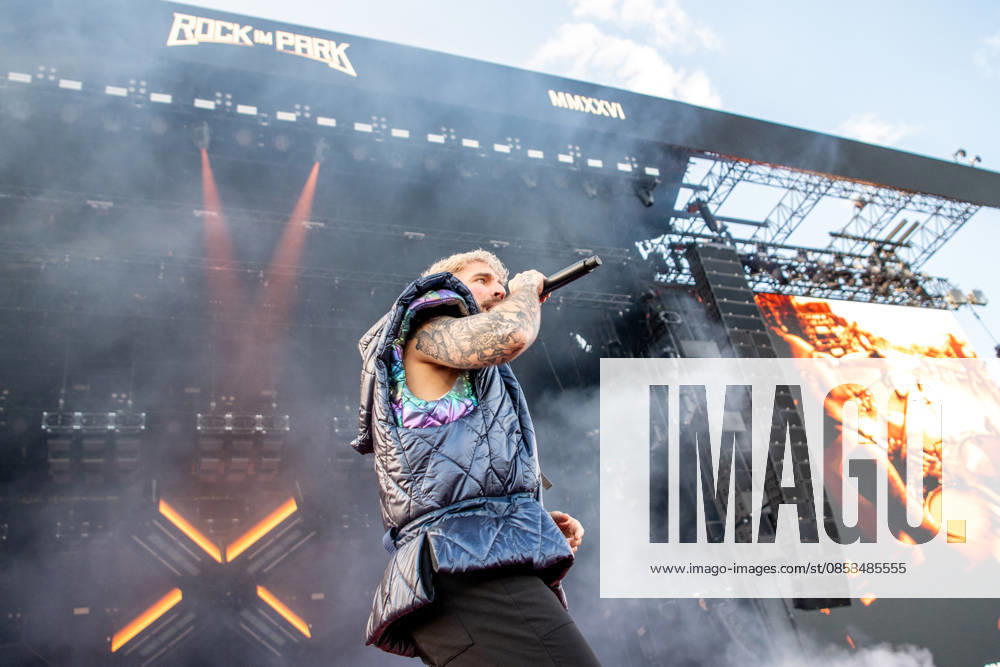 Singer Nico Sallach from the German metalcore and trancecore band Electric Callboy will bring ecstasy to the audience with a high-energy show on the Utopia Stage main stage at Rock im Park 2026 German metalcore and trancecore band Electric Callboy will bring ecstasy to the audience with a high-energy show on th