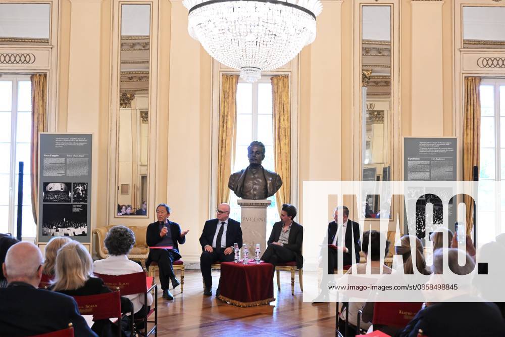 IPA85394673 - Milan,Italy Bizet s CARMEN opera onstage at La Scala institutional presentation conference In the photo:Myung-Whun Chung music director Teatro allaScala,FortunatoOrtombina superintendent of La Scala,Damiano Micheletto director