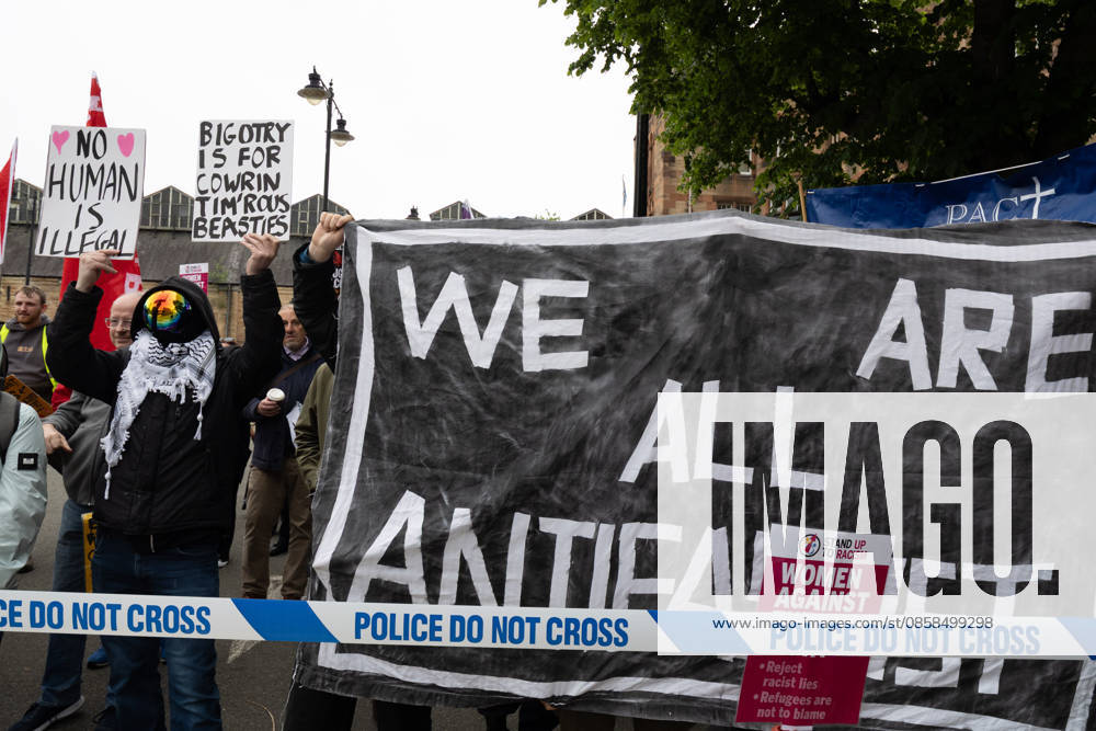 Anti-immigration protesters held a demonstration outside The Queens Hotel in Perth, while pro-immigration protesters aligned with Perth Against Racism staged a Reject Hate And Division counter-demonstration outside the Radisson Blu Hotel opposite. Both hotels are being used to house asylum seekers and have been the focus of similar protests in recent months. Perth UK - ZUMAs357 20260606_zip_s357_001
