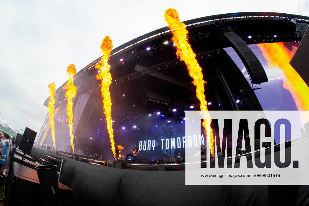 Flamethrower during the performance of the British metalcore band Bury Tomorrow as part of the Rock am Ring 2026 festival at the Nürburgring Nürburg Rock am Ring Rheinland Pfalz Germany