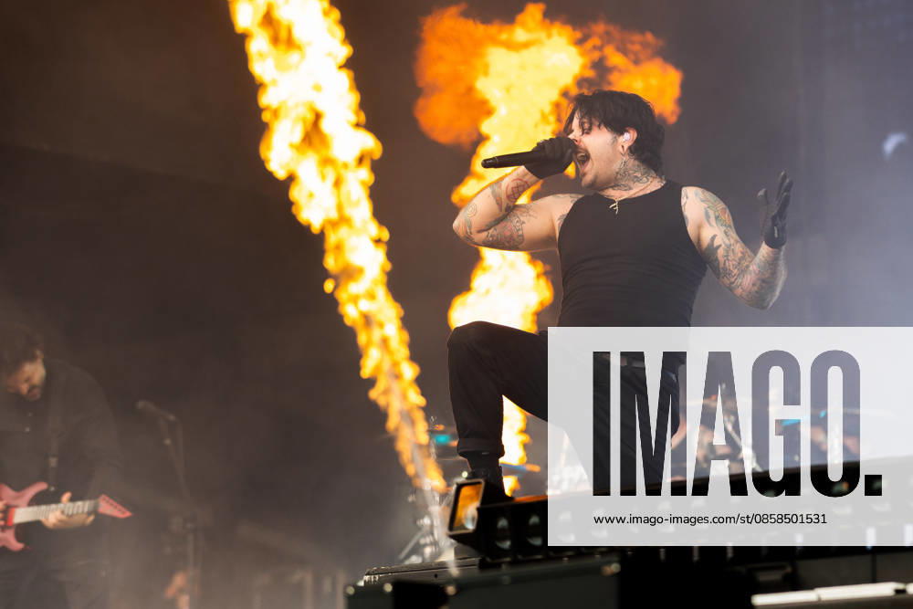 Daniel Winter Bates singing during the performance of the British metalcore band Bury Tomorrow as part of the Rock am Ring 2026 festival at the Nürburgring Nürburg Rock am Ring Rheinland Pfalz Germany