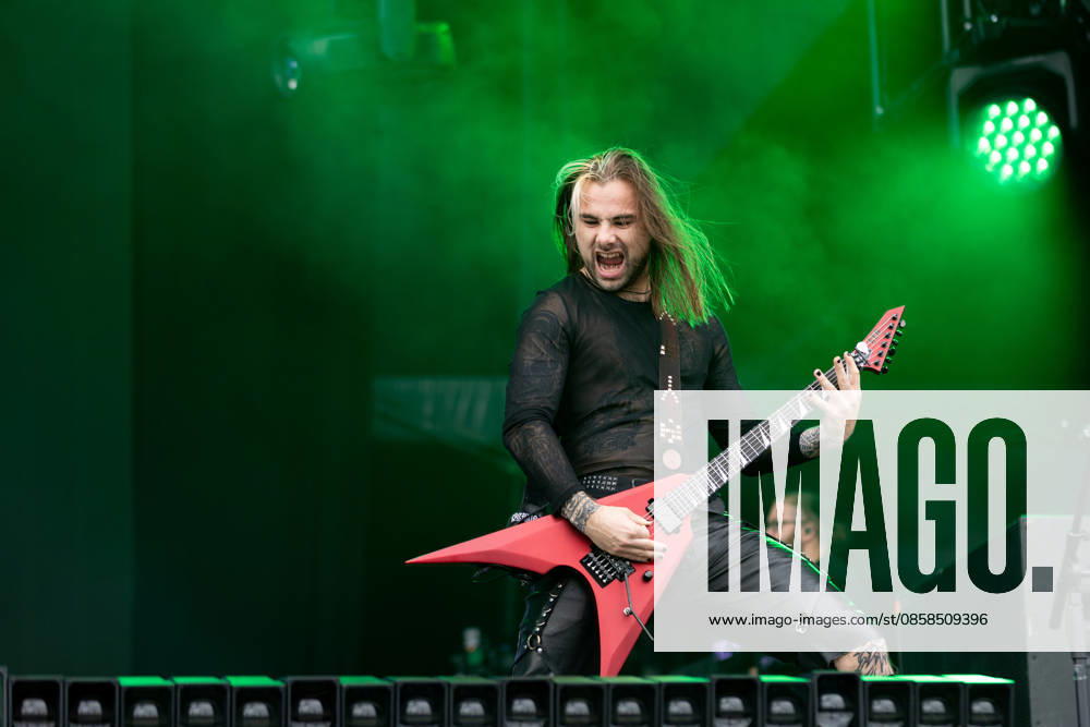 Yannick Lehmann guitar during the performance of the Swiss metal band Paleface Swiss as part of the Rock am Ring 2026 festival at the Nürburgring Nürburg Rock am Ring Rheinland Pfalz Germany