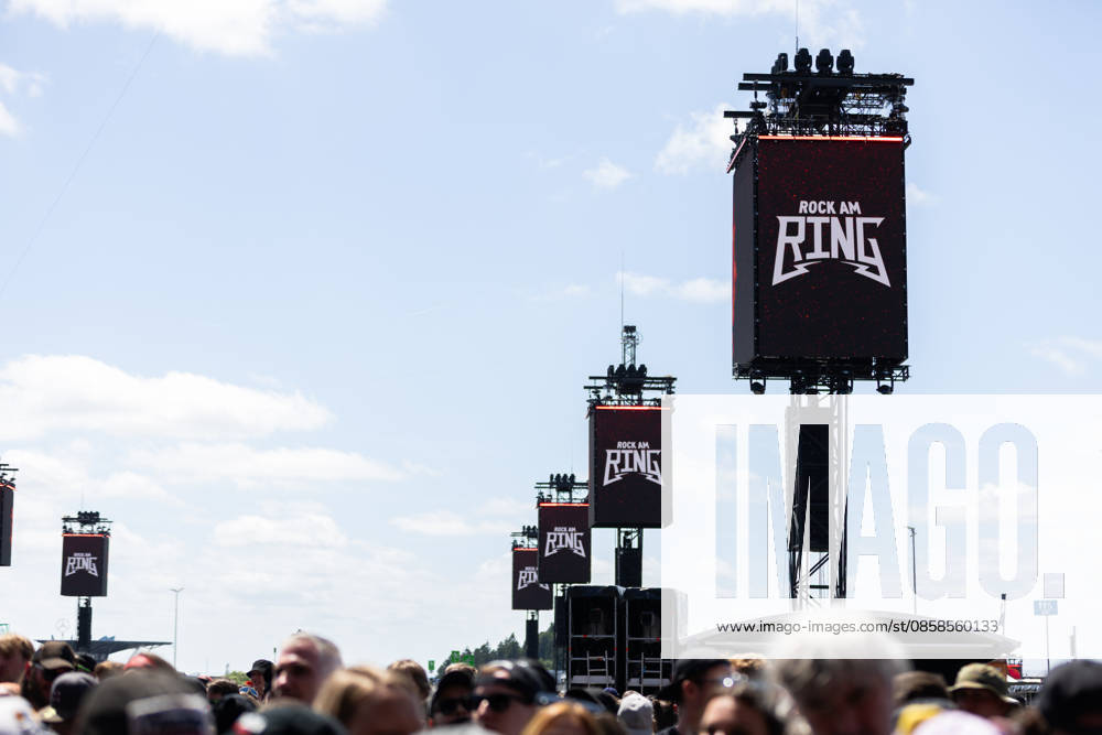 The video walls in the audience during the performance of the US rock band Black Veil Brides as part of the Rock am Ring 2026 festival at the Nürburgring Nürburg Rock am Ring Rheinland Pfalz Germany