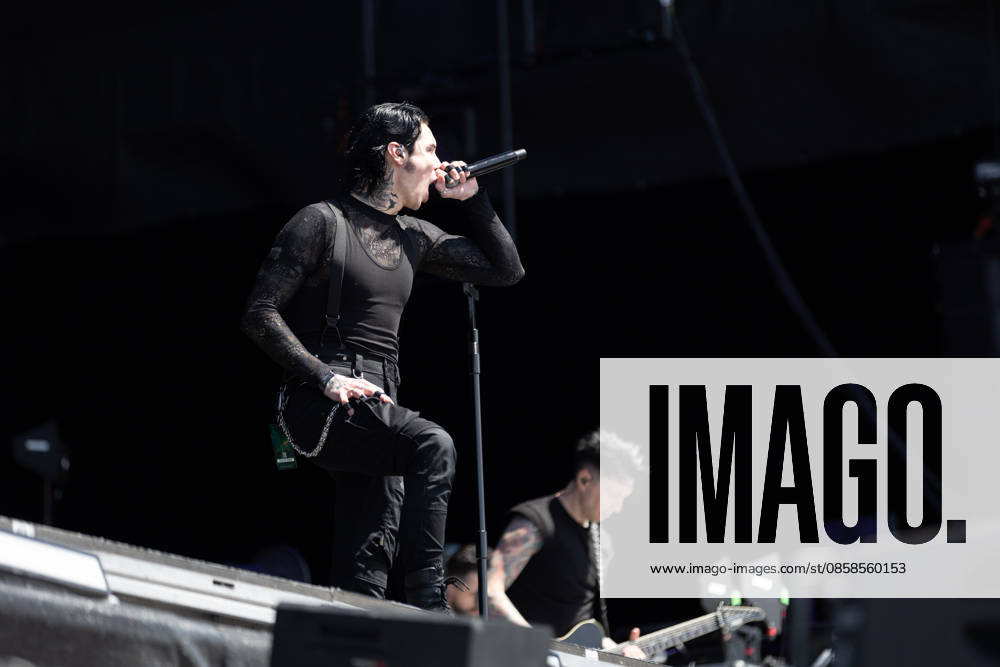 Andy Biersack singing and Jake Pitts guitar in the background during the performance of the US rock band Black Veil Brides as part of the Rock am Ring 2026 festival at the Nürburgring Nürburg Rock am Ring Rheinland Pfalz Germany