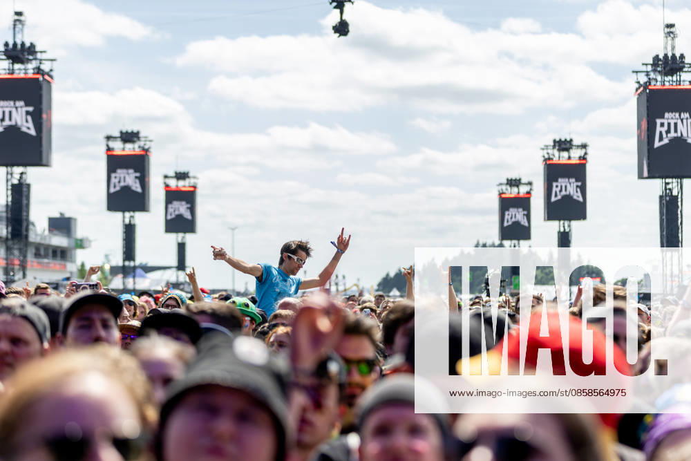 Fans in front of the large Utopia Stage during the performance of the US rap rock band Hollywood Undead as part of the Rock am Ring 2026 festival at the Nürburgring Nürburg Rock am Ring Rheinland Pfalz Germany