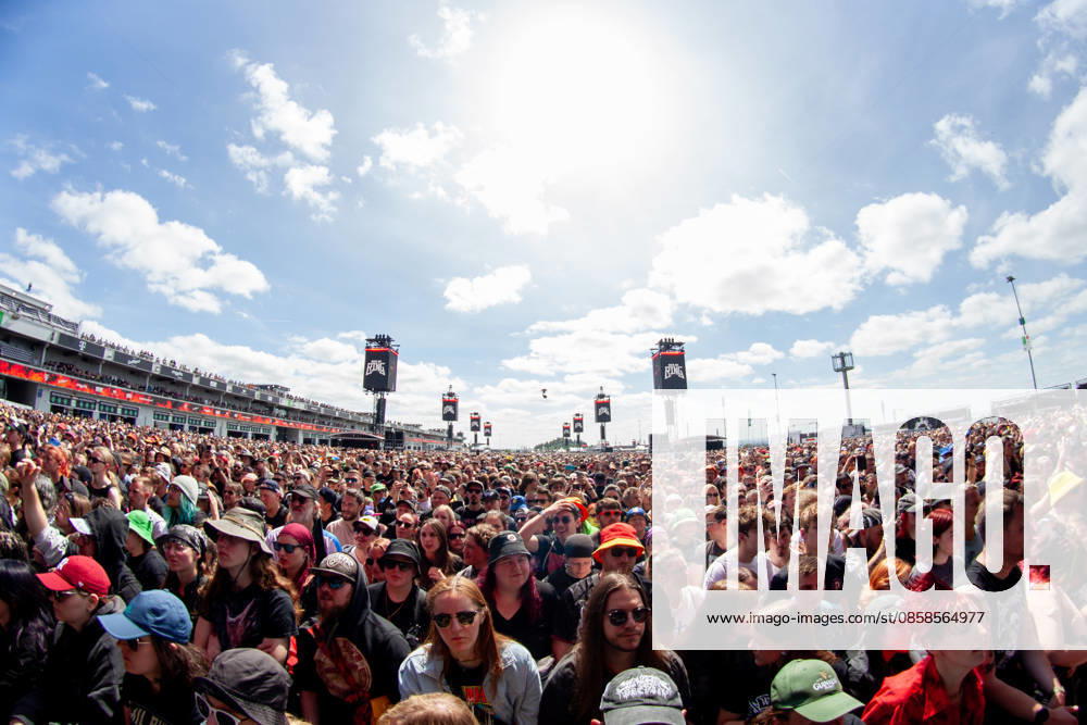 Fans in front of the large Utopia Stage during the performance of the US rap rock band Hollywood Undead as part of the Rock am Ring 2026 festival at the Nürburgring Nürburg Rock am Ring Rheinland Pfalz Germany