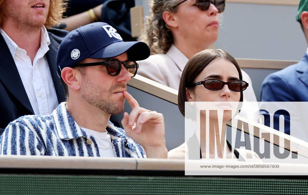 Lily Collins with husband Charlie McDowell Celebrities in the stands at the mens final of the French Open at Roland Garros 2026 on June 7, 2026 Jacovides Moreau Bestimage Celebrities in the stands at the mens final of the French Open at Roland Garros 2026 on June 7, 2026 Paris France