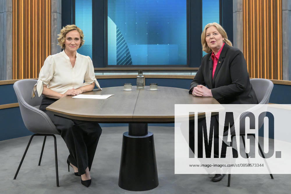 In the picture from l Caren Miosga, Bärbel Bas SPD , Party Chairwoman, Federal Minister of Labor and Social Affairs GER, Berlin, Studio, guest of Caren Miosga, Polittalk, TV, format, recording, Live, Das Erste, from Adlershof at Studio 20, topic Is the SPD ready for major reforms, Ms. Bas , 07 06 2026,