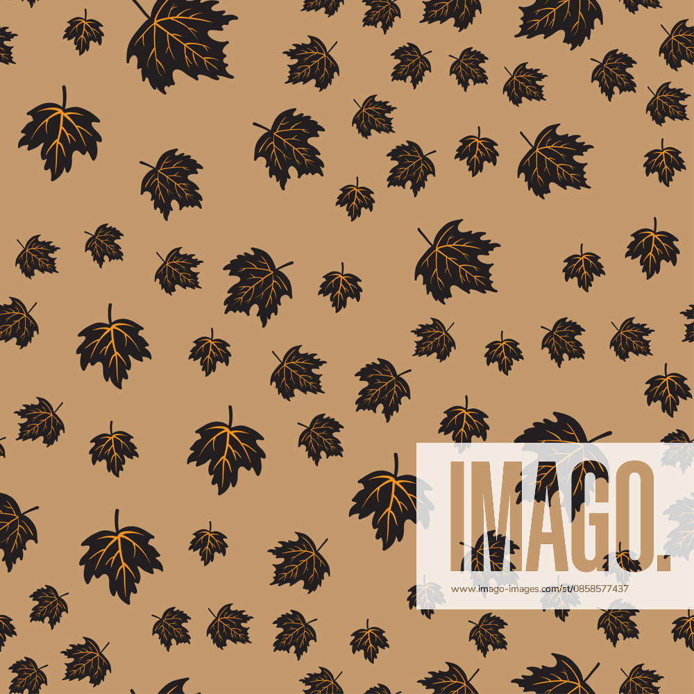 Seamless Pattern With Black Maple Leaves Seamless pattern with black maple leaves on a brown background
