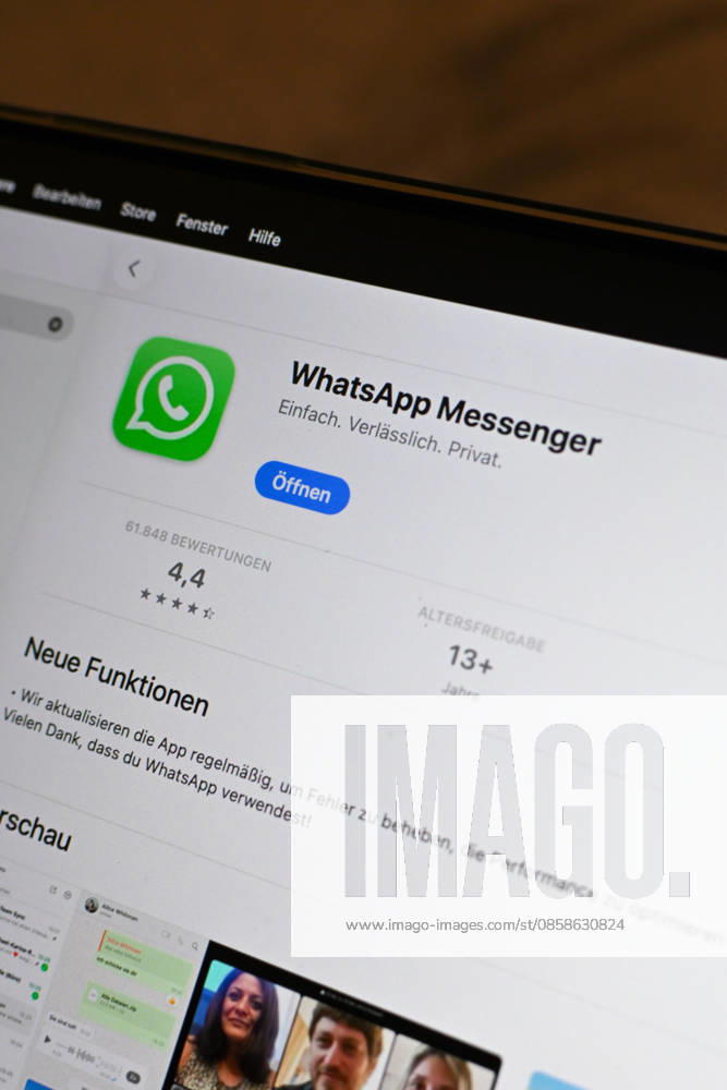 The logo of the messenger service WhatsApp on the display of a Macbook laptop WhatsApp is one of the worlds most widely used communication services for messages, voice and video calls Bad Wörishofen Bavaria Germany