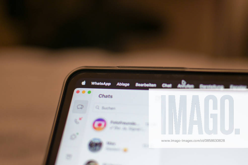 The logo of the messenger service WhatsApp on the display of a Macbook laptop WhatsApp is one of the worlds most widely used communication services for messages, voice and video calls Bad Wörishofen Bavaria Germany