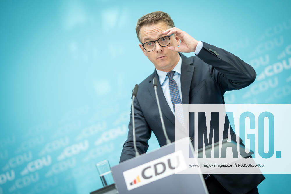 Carsten Linnemann, CDU Secretary General, during the press conference after the Federal Executive Committee meeting CDU Federal Executive Committee and committee meetings on 08 06 2026, Berlin Berlin Germany Konrad Adenauer Haus, Bundespart