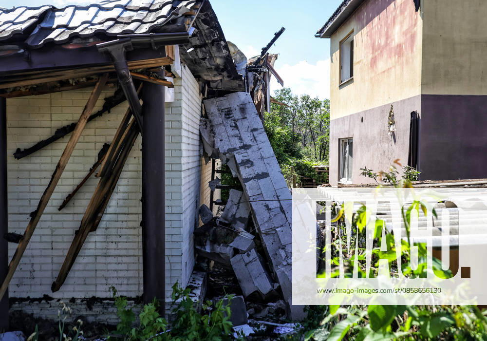 A house is damaged by a Russian drone attack, Oleksandrivka village, Odesa region, Ukraine, June 8, 2026.(Photo by Nina Liashonok Ukrinform) Russian troops attack Odesa and region with drones