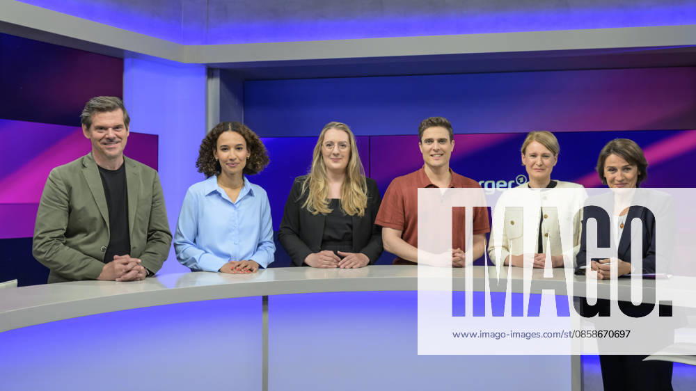 V l Gregor Peter Schmitz Stern , Alisha Mendgen Focus , Katharina Dröge, Bündnis˜90 Die Grünen parliamentary group leader , Constantin Schreiber Axel Springer , Jana Puglierin security expert , Sandra Maischberger, GER, Berlin, Studio, zu Gast bei Maischberger, political talk show, TV, format, with presenter Sandra Maischberger, Das