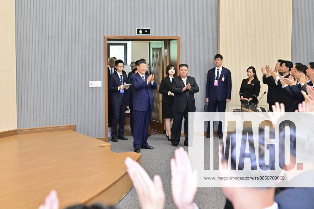 (260609) -- PYONGYANG, June 9, 2026 -- Xi Jinping, general secretary of the Communist Party of China Central Committee and Chinese president, walks into a lecture hall of the Central Cadres Training School of the Workers Party of Korea (WPK) in the company of Kim Jong Un, general secretary of the WPK and president of the State Affairs of the Democratic People s Republic of Korea (DPRK), in Pyongyang, the DPRK, June 9, 2026. On Tuesday morning, Xi, accompanied by Kim, visited the Central Cadres Training School of the WPK in Pyongyang. ) DPRK-PYONGYANG-CHINA-XI JINPING-WPK-CENTRAL CADRES TRAINING SCHOOL ZhaixJianlan