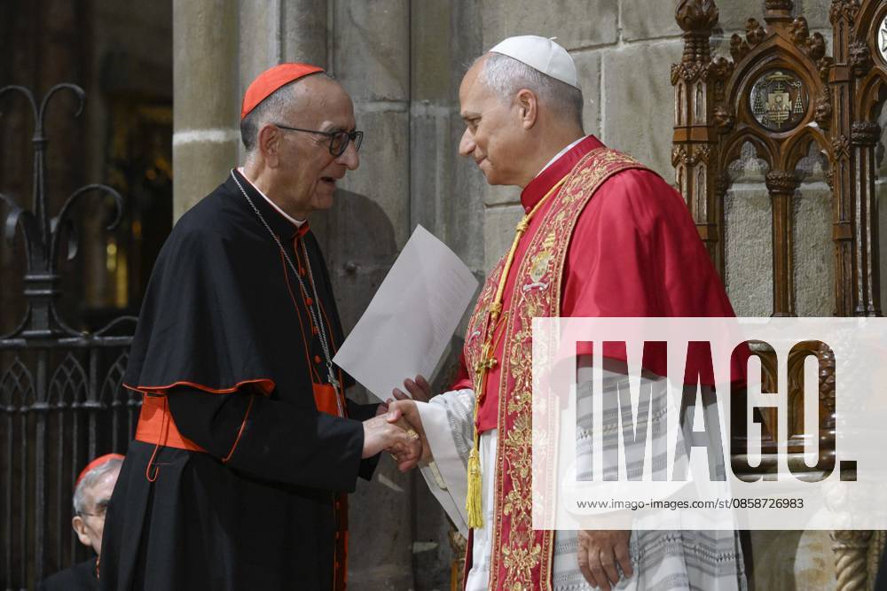 IPA85515139 - Spain, Vatican, 2026 6 9 Pope Leo XIV holds a midday prayer in the Cathedral of the Holy Cross and Saint Eulalia in Barcelona Photograph by VATICAN MEDIA Catholic Press Photo