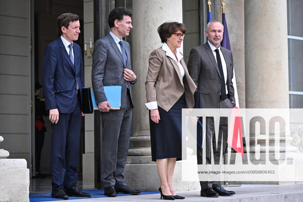 Council of Ministers at the Elysee Palace FA French Minister of Education Edouard Geffray exits the Elysee Palace with French Minister of Higher Education, Research and Space Philippe Baptiste, French Minister of Agriculture, Food Sovereignty Annie Genevard and French Deputy Minister for the Relations with the Parliament Laurent Panifous after the Council of Ministers in Paris, on June 10, 2026. Photo by Firas Abdullah ABACAPRESS.COM Paris Île-de-France France