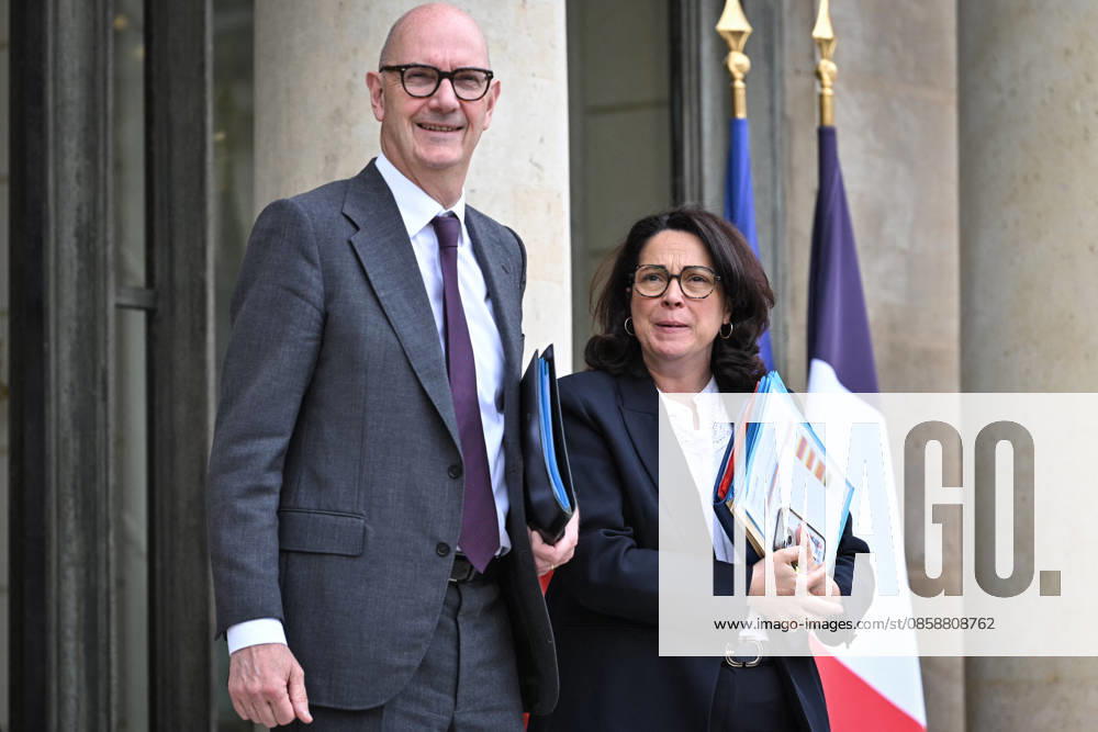 Council of Ministers at the Elysee Palace FA French Minister of the Economy, Finance and Industrial, Energy and Digital Sovereignty Roland Lescure exits the Elysee Palace with French Minister for Sports, Youth and Associative Life Marina Ferrari after the Council of Ministers in Paris, on June 10, 2026. Photo by Firas Abdullah ABACAPRESS.COM Paris Île-de-France France