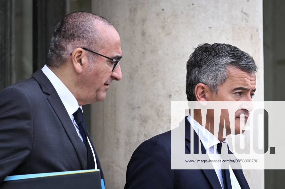Council of Ministers at the Elysee Palace FA French Justice Minister Gerald Darmanin exits the Elysee Palace with French Minister of the Interior Laurent Nunez after the Council of Ministers in Paris, on June 10, 2026. Photo by Firas Abdullah ABACAPRESS.COM Paris Île-de-France France