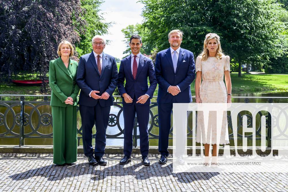 Den Haag, The Netherlands, 2026-06-10 12:41:50 THE HAGUE, 10-06-2026, Duivenvoorde Castle At the invitation of His Majesty King Willem Alexander and Queen Maxima, the Federal President of Germany, Frank-Walter Steinmeier, is paying a state visit to the Netherlands. He is accompanied by his wife, Elke Büdenbender. PHOTO: NLBeeld Patrick van Emst In the photo: Government lunch - Federal President Steinmeier and Mrs. Büdenbender are received by Prime Minister Jetten at Duivenvoorde Castle in Voorschoten. Credit: NL Beeld Patrick van Emst