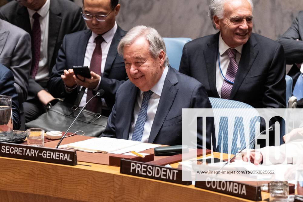 Secretary-General Antonio Guterres attends Security Council meeting on Advancing political solutions in the Middle East: mediation and dialogue for a lasting peace as Colombia is the President of Security Council for the month of June at UN Headquarters in New York, NY on June 10, 2026. New York USA - ZUMAr339 20260610_znp_r339_004