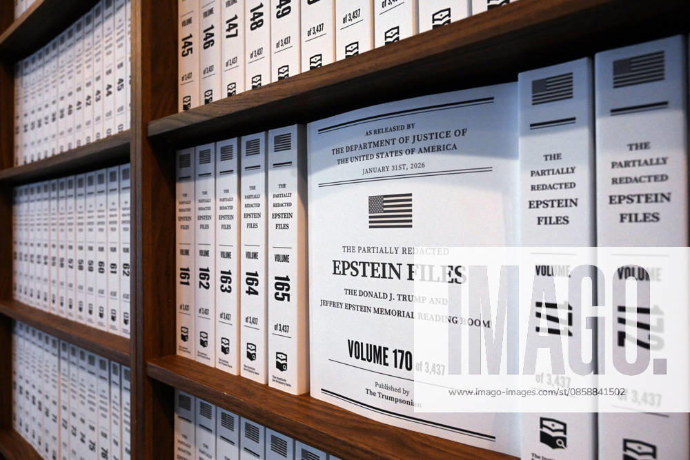Trump Epstein Memorial Reading Room in Washington, DC Thousands of volumes of the Epstein files line the shelves at the Donald J. Trump and Jeffrey Epstein Memorial Reading Room, on June 10, 2026 in Washington, DC. The Reading Room is a temporary gallery where all of the Epstein-related documents released by the Department of Justice are in print. The room also contains a tribute to victims, artwork by survivor Maria Farmer, and a wall for visitors to leave their thoughts and reactions. Photo by Olivier Douliery ABACAPRESS.COM Washington DC United States