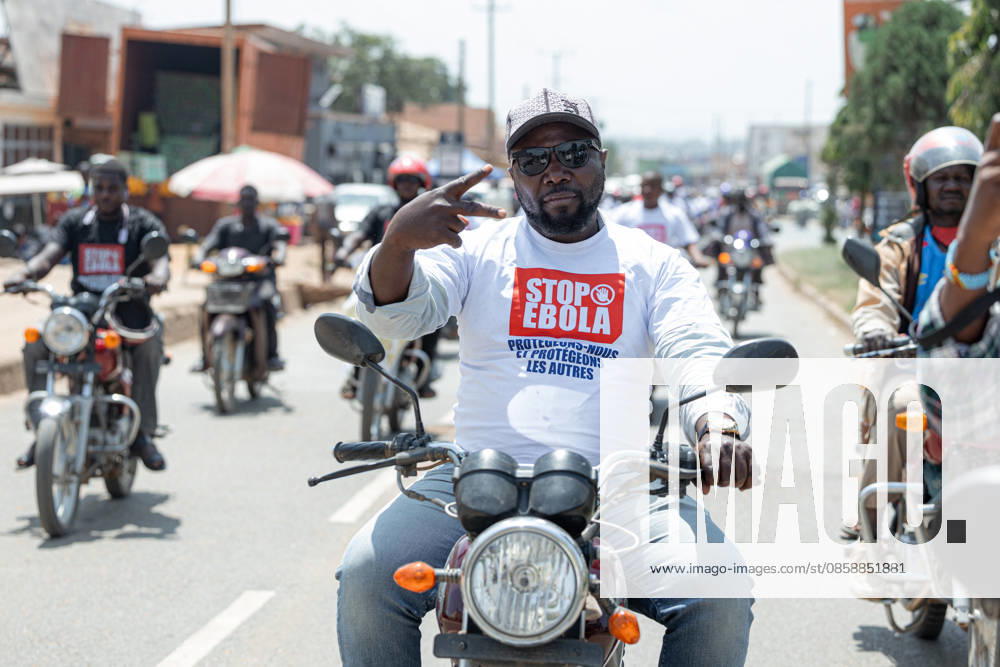 Demokratik Kongo Cumhuriyeti nde, Ebola salginina karsi farkindalik konvoyu BUNIA, DEMOCRATIC REPUBLIC OF THE CONGO - JUNE 10: Motorcycle riders take part in an awareness convoy organized by the World Health Organization (WHO) to educate the public about the Ebola virus in Bunia, Ituri province, Democratic Republic of the Congo, on June 10, 2026. Wearing t-shirts that read Stop Ebola in English and carrying banners with preventive health measures, the Congolese riders paraded through the city streets to raise community awareness amidst a recent outbreak of the Ebola strain. Stringer Anadolu Bunia Democratic Republic of the Congo. Editorial use only. Please get in touch for any other usage.