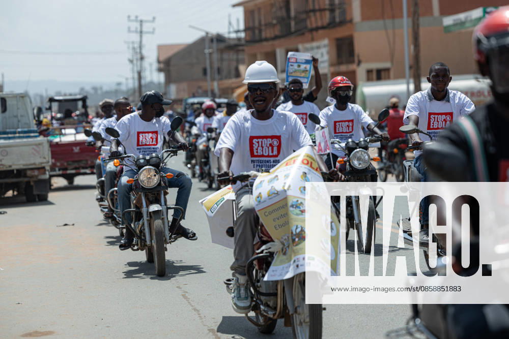 Demokratik Kongo Cumhuriyeti nde, Ebola salginina karsi farkindalik konvoyu BUNIA, DEMOCRATIC REPUBLIC OF THE CONGO - JUNE 10: Motorcycle riders take part in an awareness convoy organized by the World Health Organization (WHO) to educate the public about the Ebola virus in Bunia, Ituri province, Democratic Republic of the Congo, on June 10, 2026. Wearing t-shirts that read Stop Ebola in English and carrying banners with preventive health measures, the Congolese riders paraded through the city streets to raise community awareness amidst a recent outbreak of the Ebola strain. Stringer Anadolu Bunia Democratic Republic of the Congo. Editorial use only. Please get in touch for any other usage.