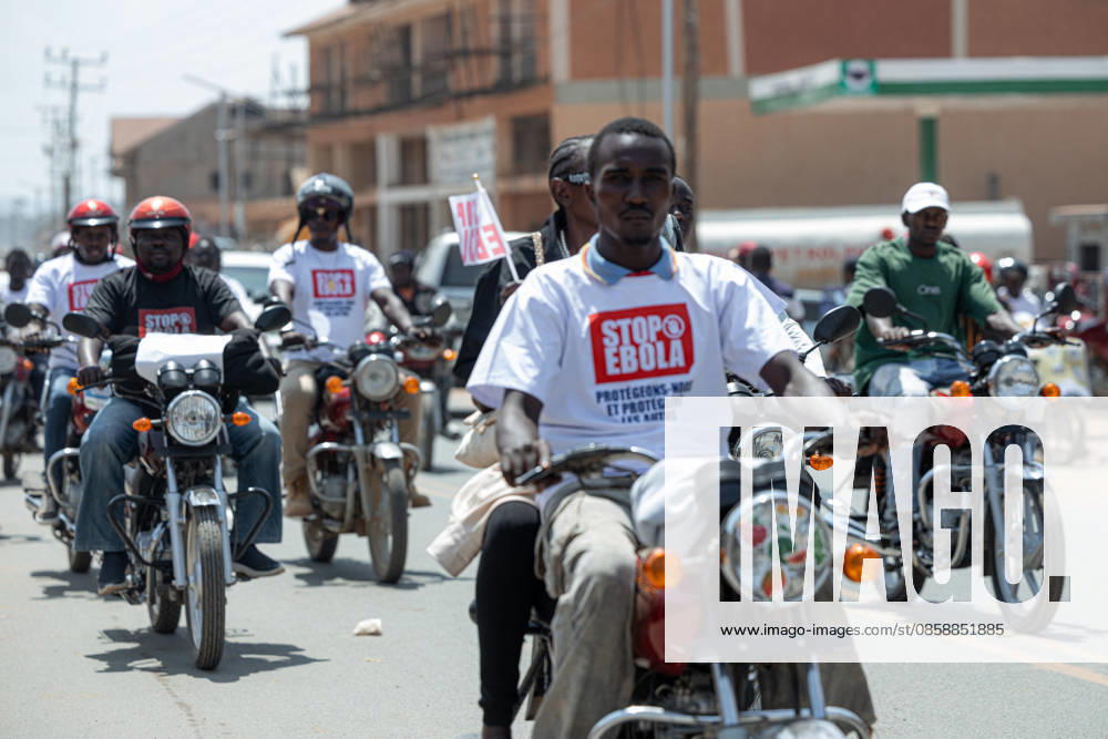 Demokratik Kongo Cumhuriyeti nde, Ebola salginina karsi farkindalik konvoyu BUNIA, DEMOCRATIC REPUBLIC OF THE CONGO - JUNE 10: Motorcycle riders take part in an awareness convoy organized by the World Health Organization (WHO) to educate the public about the Ebola virus in Bunia, Ituri province, Democratic Republic of the Congo, on June 10, 2026. Wearing t-shirts that read Stop Ebola in English and carrying banners with preventive health measures, the Congolese riders paraded through the city streets to raise community awareness amidst a recent outbreak of the Ebola strain. Stringer Anadolu Bunia Democratic Republic of the Congo. Editorial use only. Please get in touch for any other usage.