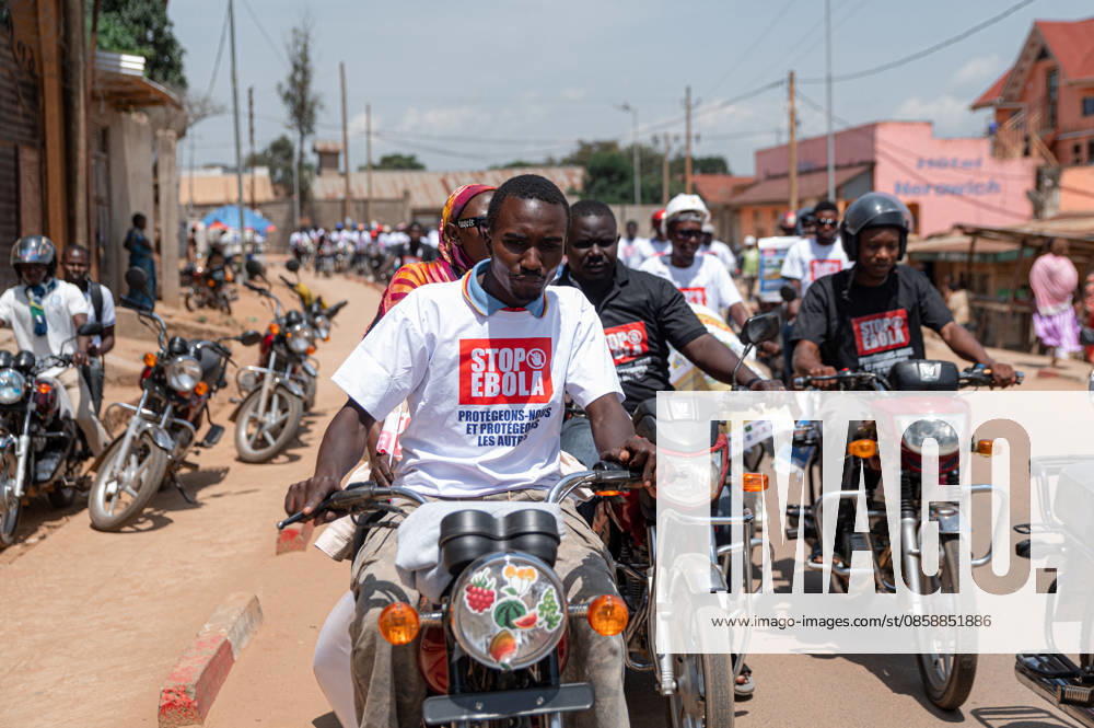 Demokratik Kongo Cumhuriyeti nde, Ebola salginina karsi farkindalik konvoyu BUNIA, DEMOCRATIC REPUBLIC OF THE CONGO - JUNE 10: Motorcycle riders take part in an awareness convoy organized by the World Health Organization (WHO) to educate the public about the Ebola virus in Bunia, Ituri province, Democratic Republic of the Congo, on June 10, 2026. Wearing t-shirts that read Stop Ebola in English and carrying banners with preventive health measures, the Congolese riders paraded through the city streets to raise community awareness amidst a recent outbreak of the Ebola strain. Stringer Anadolu Bunia Democratic Republic of the Congo. Editorial use only. Please get in touch for any other usage.