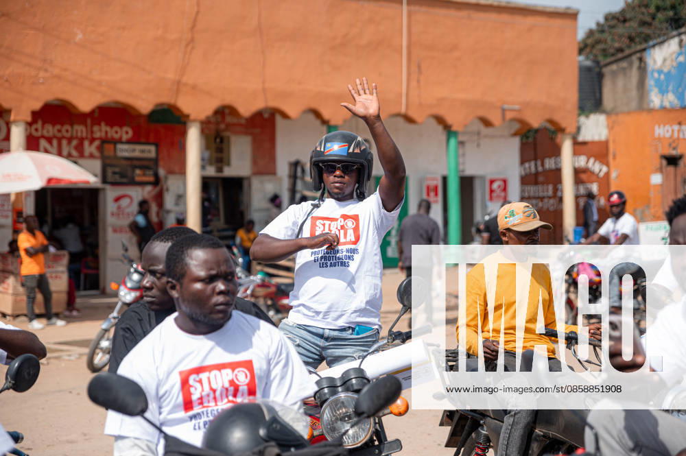 Demokratik Kongo Cumhuriyeti nde, Ebola salginina karsi farkindalik konvoyu BUNIA, DEMOCRATIC REPUBLIC OF THE CONGO - JUNE 10: Motorcycle riders take part in an awareness convoy organized by the World Health Organization (WHO) to educate the public about the Ebola virus in Bunia, Ituri province, Democratic Republic of the Congo, on June 10, 2026. Wearing t-shirts that read Stop Ebola in English and carrying banners with preventive health measures, the Congolese riders paraded through the city streets to raise community awareness amidst a recent outbreak of the Ebola strain. Stringer Anadolu Bunia Democratic Republic of the Congo. Editorial use only. Please get in touch for any other usage.
