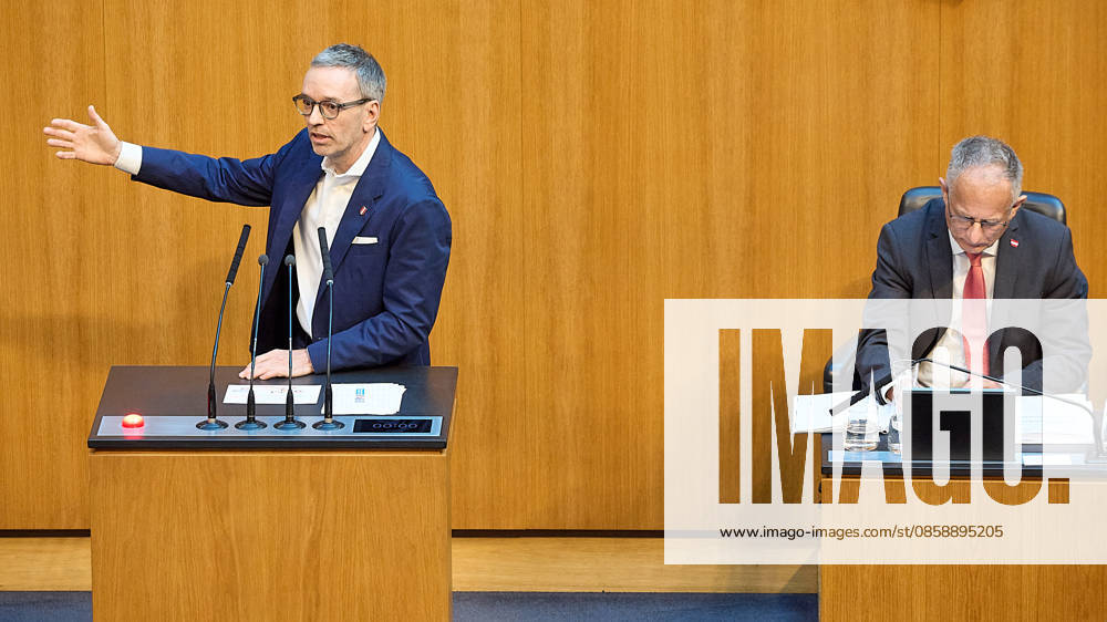 - Wien 11.06.2026 - Debatte Budget Österreichisches Parlament - Der Nationalrat trat heute im Hohen Haus zu einer regluären Nationalratssitzung zusammen. Haupthema war die gestrige Budgetrede des Finanzministers und die Debatte darüber. PHOTO: Finanzminister Markus Marterbauer (SPÖ) auf der Regierungsbank. FPÖ-Bundesparteiobmann Herbert Kickl (L) am Rednerpult. Vienna (AUSTRIA) - Austrian Parliament National Council session - The National Council met today in Parliament for a regular National Council session. The topic of the plenary session was the Budget Speech by the Austrian Minister of Finance. Budget, Finanzen, Staatsfinanzen, Geld, Steuern, Ausgaben, Einnahmen, Regierung, echtes Dopelbudet 2027 28 , 2028, Schulden, Nationa