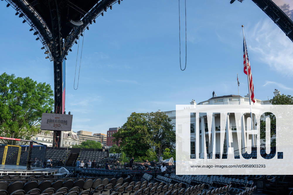 Scenes from the Ulitmate Fighting Championship (UFC) arena on the South Lawn of the White House on June 11, 2026. The UFC will host the Freedom 250 fights on President TrumpÃ¢â‚¬â ¢s birthday on June 14, 2026. Washington United States - ZUMAl312 20260611_znp_l312_013