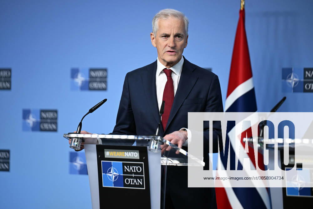 NATO Secretary General Rutte - Norwegian Prime Minister Store press conference in Brussels BRUSSELS, BELGIUM - JUNE 11: NATO Secretary General Mark Rutte (not seen) and Norwegian Prime Minister Jonas Gahr Store hold a press conference at NATO Headquarters in Brussels, Belgium, on June 11, 2026. Dursun Aydemir Anadolu Brussels Belgium. Editorial use only. Please get in touch for any other usage.