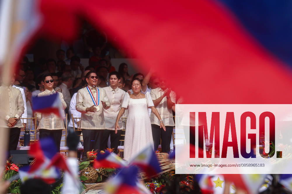 Philippines holds military parade to mark 128th Independence Day MANILA, PHILIPPINES - JUNE 12: Philippine President Ferdinand Bongbong Romualdez Marcos (C) and First Lady Liza Araneta Marcos (L) react, during a ceremony marking the 128th anniversary of Independence Day, in Manila, Philippines, on June 12, 2026. The military parade, which is consisted of the Air Force, Army and Navy and other forces, features different weapons and military assets, including the Israel-made The SPYDER Surface-to-air Missile Systems and Sabrah light tanks. It comes at a time of heightened tensions between Beijing and Manila in the South China Sea. Daniel Ceng Anadolu Manila Philippines. Editorial use only. Please get in touch for any other usage.