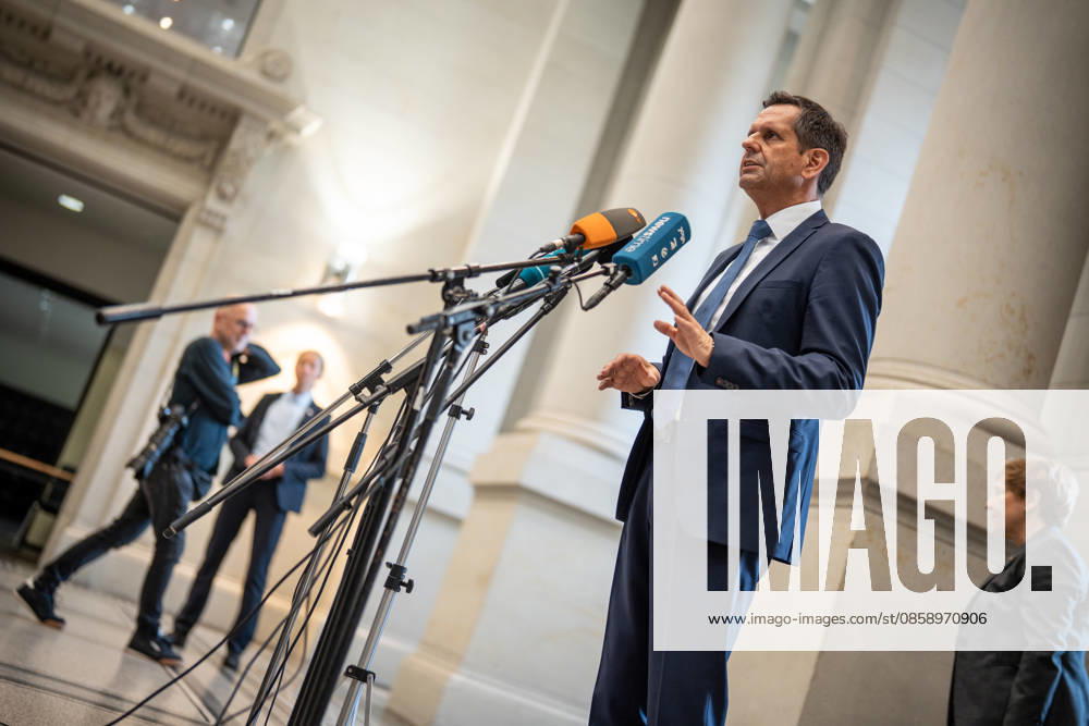 Olaf Lies, Minister-President of Lower Saxony, gives a press statement on his arrival at the Bundesrat Bundesrat meeting on June 12, 2026, Berlin Berlin Germany Bundesrat